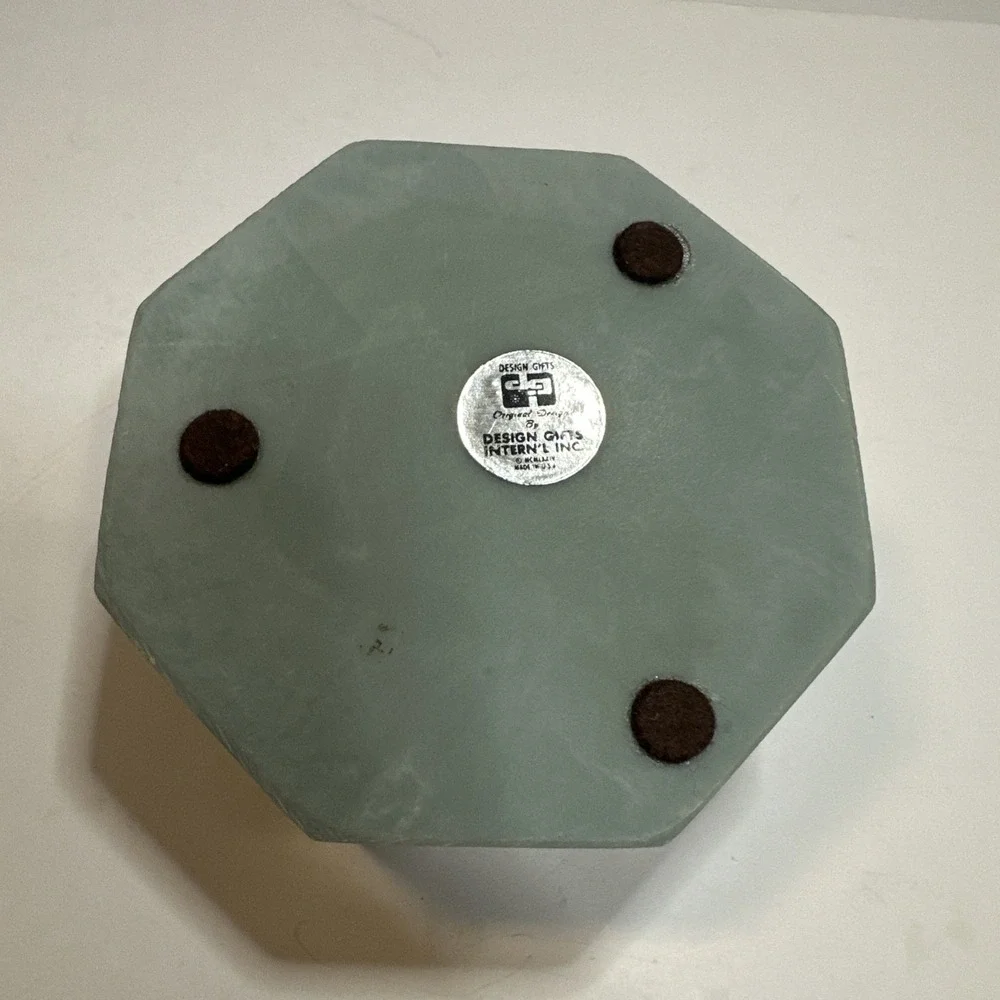 Vintage Design Gifts International Octagon Blue Soap Stone Bird Trinket Box